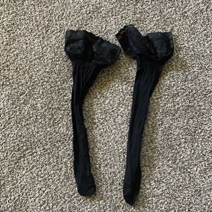 Knee high black laced tights